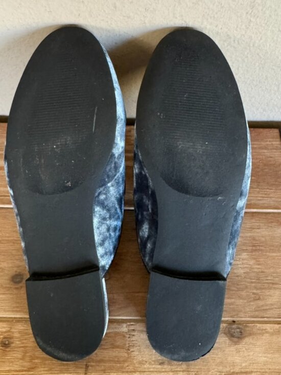 Steve Madden Hyde Blue Velvet Beaded Snake Slip on Flat Loafer Mules Size 8.5 - Picture 14 of 14